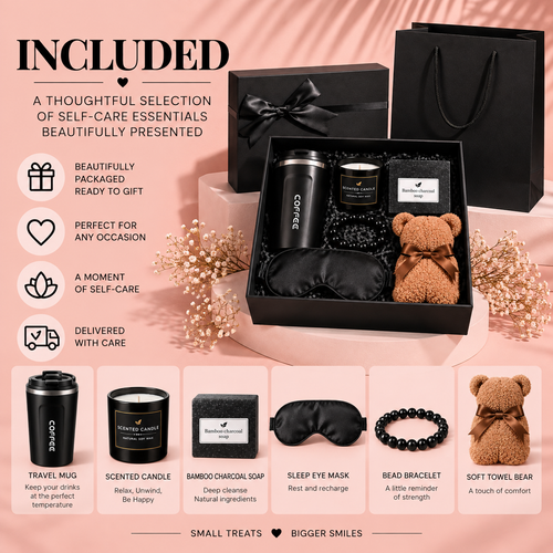 Luxury Self Care Gift Box for Her | Spa Gift Set | Bracelet, Mug & Face Towel