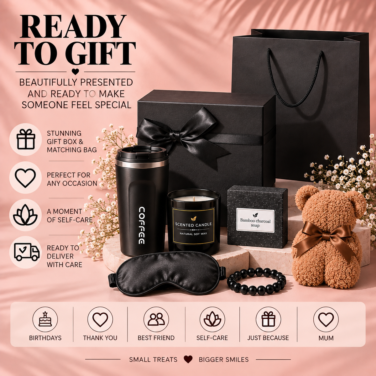 Luxury Self Care Gift Box for Her | Spa Gift Set | Bracelet, Mug & Face Towel