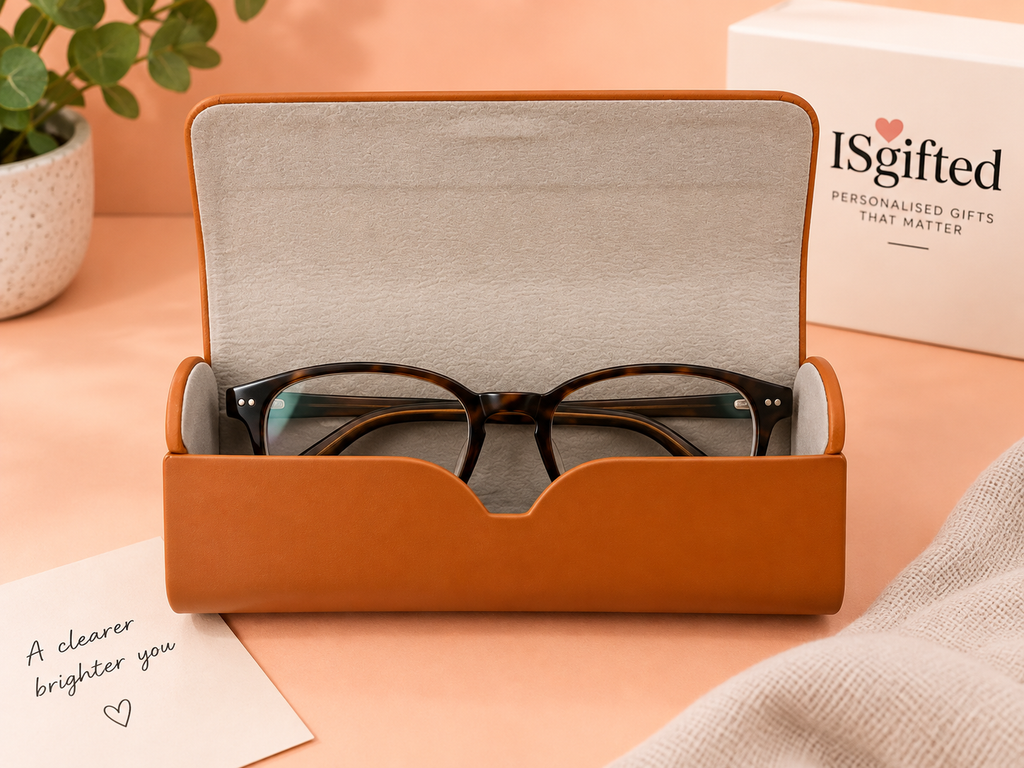 Personalised Leather Glasses Case | Engraved Eyeglass and  Sunglasses Case | Gift for Him & Her