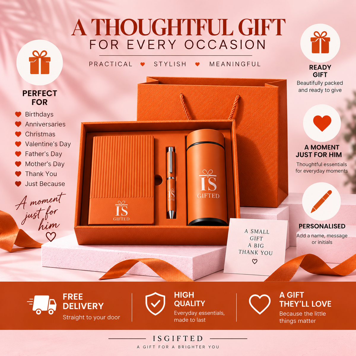 Personalised Orange Gift Set | Unique Engraved Gift for Him & Her