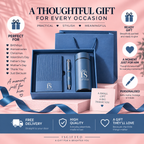Personalised Blue Gift Set for Him & Her | Tumbler, Notebook & Pen
