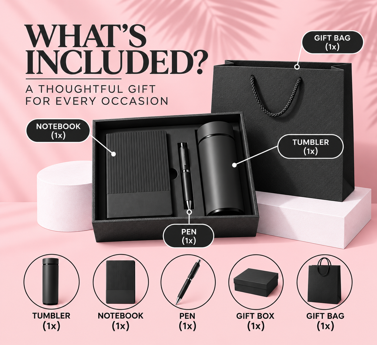 Personalised Black Gift Set | Luxury Engraved Gift for Him & Her