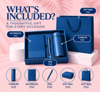 Personalised Blue Gift Set for Him & Her | Tumbler, Notebook & Pen
