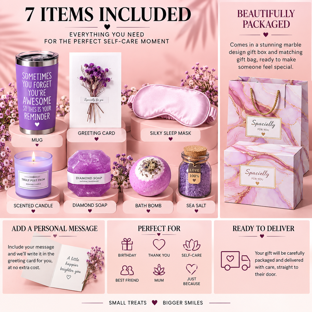 Luxury Self Care Gift Box for Her | Spa Pamper Set | Birthday & Relaxation