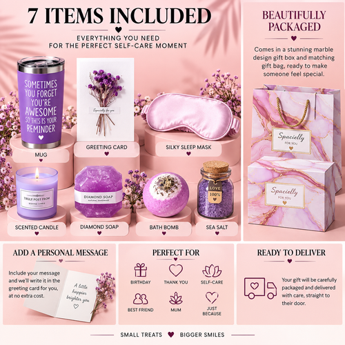 Luxury Self Care Gift Box for Her | Spa Pamper Set | Birthday & Relaxation